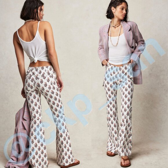 Free People Penny Pull-On Printed Flare Jeans Sz 28 - Picture 2 of 16